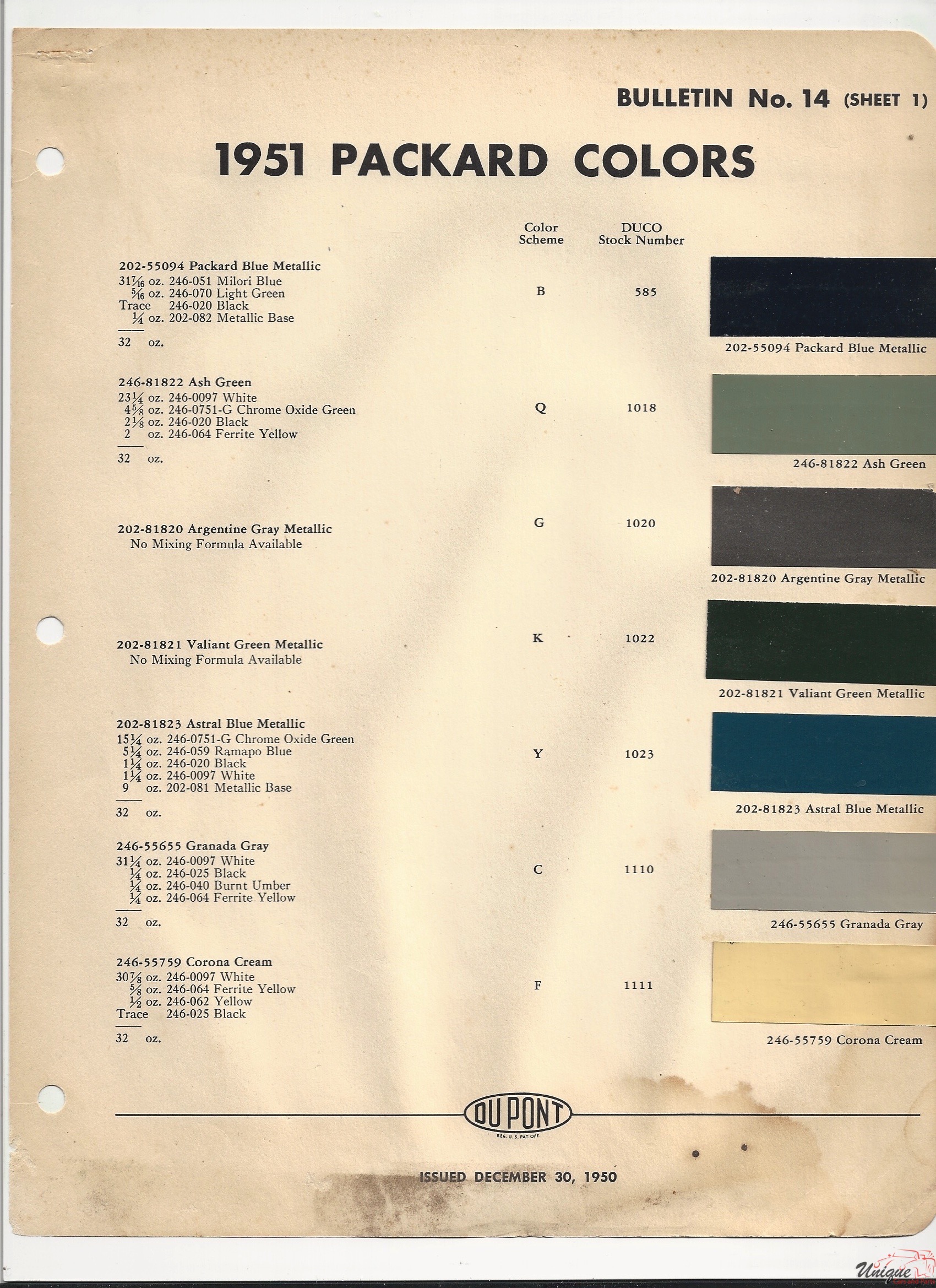 1951 Packard Paint Charts